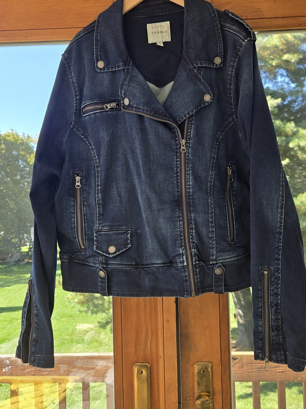torrid dark indigo denim moto jacket Size 4